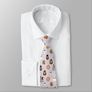 Adorable Halloween Owls Pattern Neck Tie