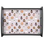 Adorable Halloween Owls Pattern Serving Tray