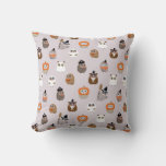 Adorable Halloween Owls Pattern Throw Pillow