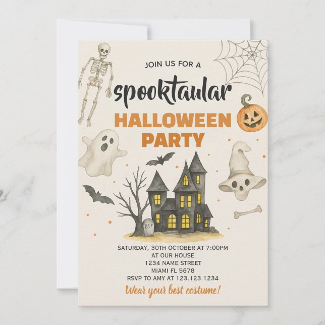 Adorable Halloween Party Card (Front)
