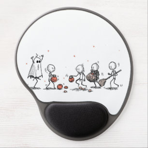 Adorable Halloween Stick Figure Scene Gel Mouse Pad