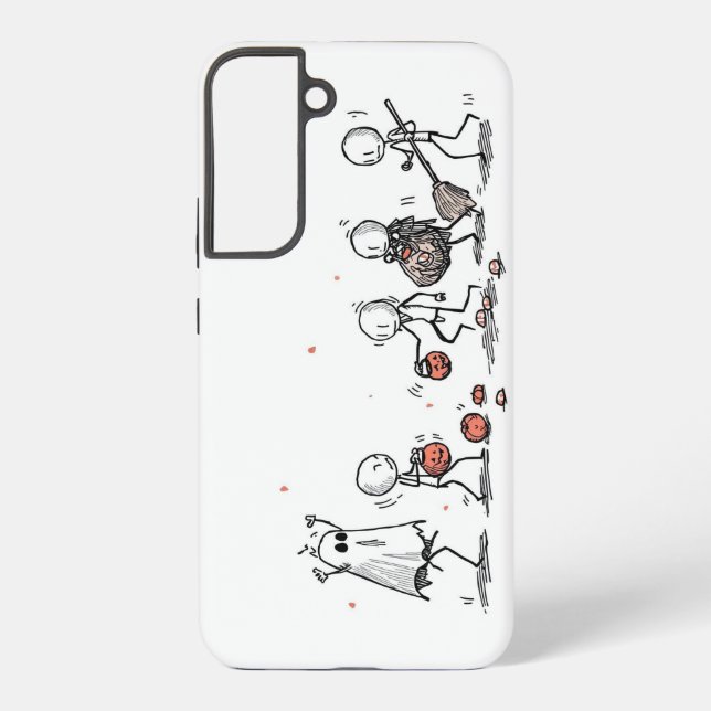 Adorable Halloween Stick Figure Scene Samsung Galaxy Case (Back)