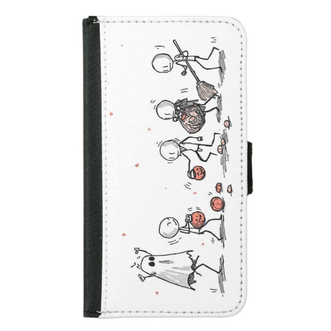 Adorable Halloween Stick Figure Scene Samsung Galaxy Wallet Case (Front)
