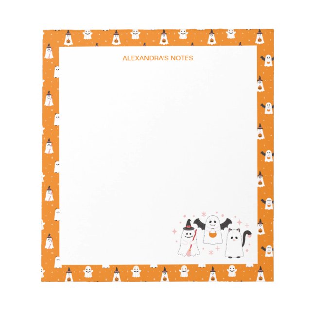 Adorable Halloween Trick or Treating Ghosts Notepad (Front)