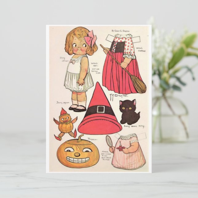 Adorable Halloween Witch 🎃  Paper Dolls Thank You Card (Standing Front)