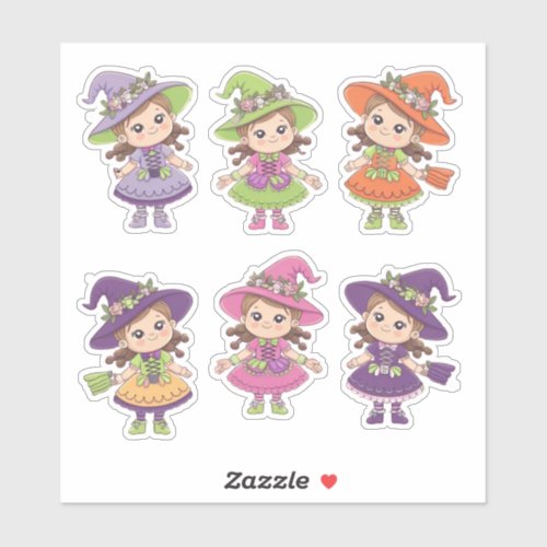 Adorable Halloween Witches Sticker Sheet