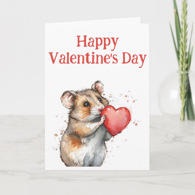 Adorable Hampster Valentine's Day Card (Front)