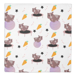 Adorable Hamster Fitness Trampoline Ball Duvet Cover