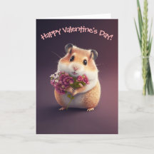 Adorable Hamster with Flowers for Valentine's Day
