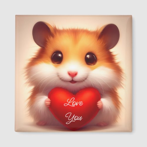 Adorable Hamster With Heart Magnet