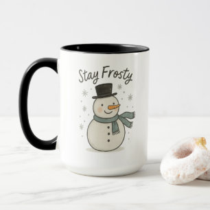 Adorable Hand-Drawn Frosty Christmas Mug