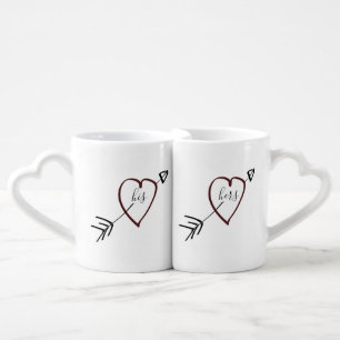 Adorable Hand Drawn Heart with Arrow His & Hers Coffee Mug Set