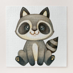Adorable Hand-Drawn Raccoon Illustration Jigsaw Puzzle