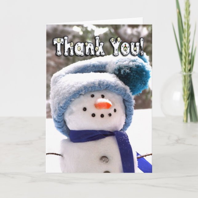 Adorable Handmade Snowman Thank You Card (Front)