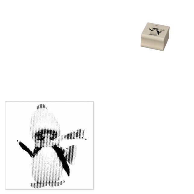 Adorable Handmade Walnut Penguin Ornament Rubber Stamp (Stamped)