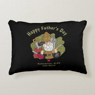 Adorable Handyman & Carpenter Garden Gnome Accent Pillow