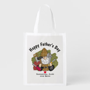 Adorable Handyman & Carpenter Garden Gnome Grocery Bag
