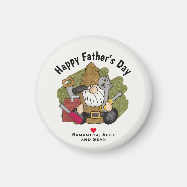 Adorable Handyman & Carpenter Garden Gnome Magnet (Front)