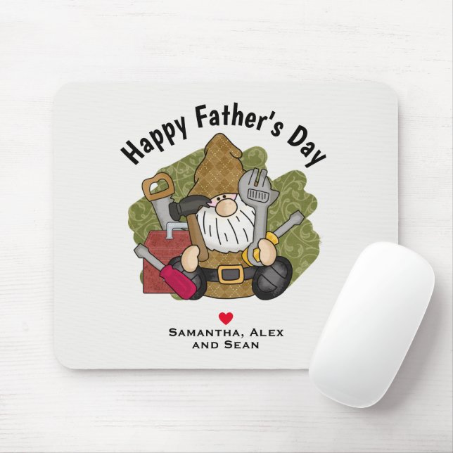 Adorable Handyman & Carpenter Garden Gnome Mouse Pad (With Mouse)