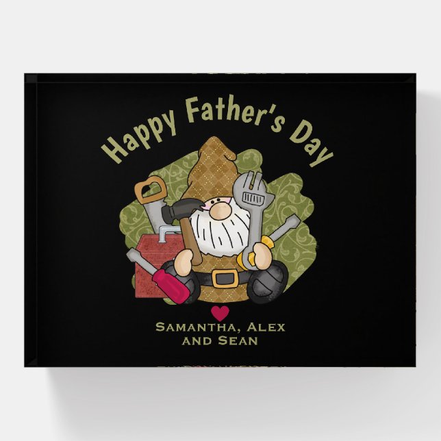 Adorable Handyman & Carpenter Garden Gnome Paperweight (Front)