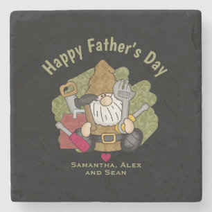 Adorable Handyman & Carpenter Garden Gnome Stone Coaster