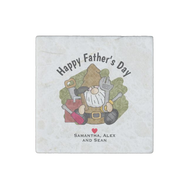 Adorable Handyman & Carpenter Garden Gnome Stone Magnet (Front)