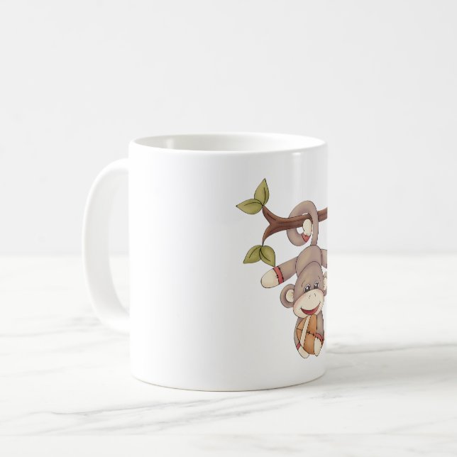 Adorable Hanging Monkey with Football Coffee Mug (Front Left)