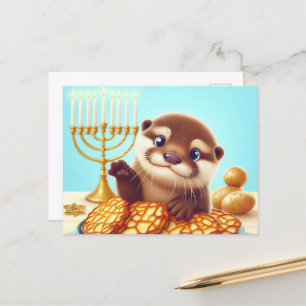 Adorable Hanukkah Otter Postcard