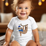 Adorable Hanukkah Sloth Baby Bodysuit<br><div class="desc">Festive personalized Hanukkah design.</div>