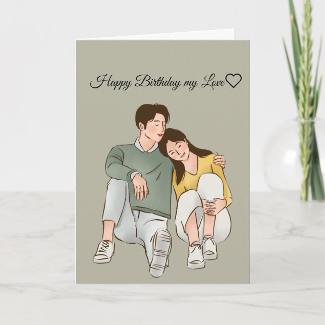 Adorable Happy Birthday Folded Greeting Card (Front)