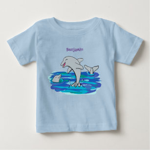 Adorable happy dolphins cartoon illustration baby T-Shirt