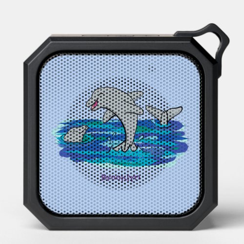 Adorable happy dolphins cartoon illustration bluetooth speaker