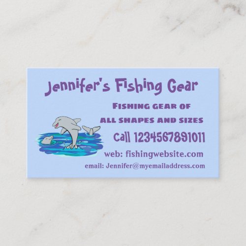 Adorable happy dolphins cartoon illustration business card