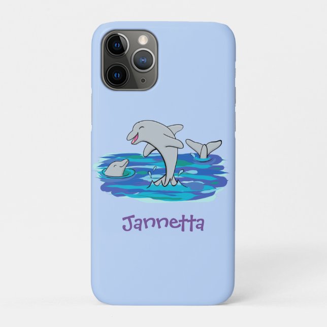 Adorable happy dolphins cartoon illustration Case-Mate iPhone case (Back)