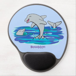 Adorable happy dolphins cartoon illustration gel mouse pad
