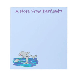 Adorable happy dolphins cartoon illustration notepad