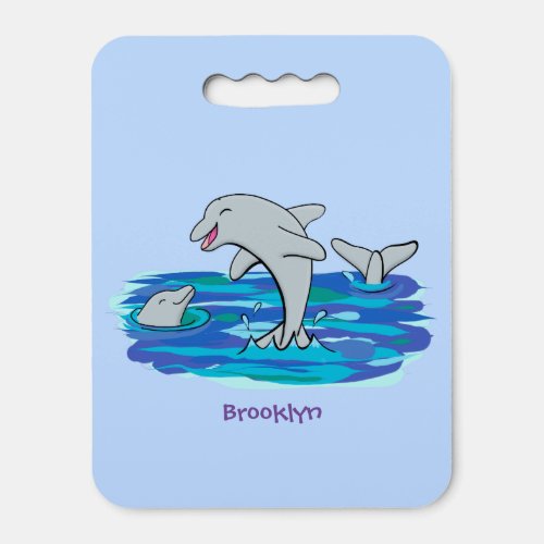 Adorable happy dolphins cartoon illustration seat cushion