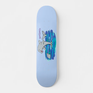 Adorable happy dolphins cartoon illustration skateboard
