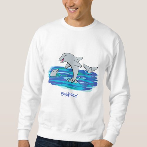 Adorable happy dolphins cartoon illustration sweatshirt