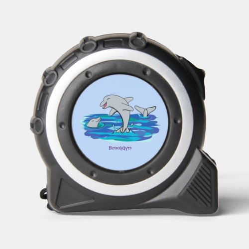 Adorable happy dolphins cartoon illustration tape measure