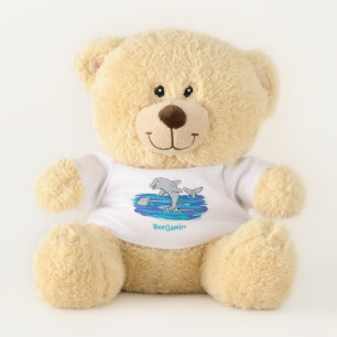 Adorable happy dolphins cartoon illustration teddy bear