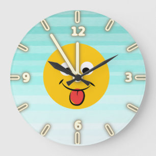 Adorable Happy Emoji Face-Be happy always Large Clock