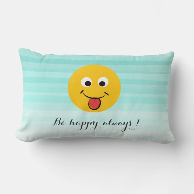 Adorable Happy  Emoji Face-Be happy always Lumbar Pillow (Front)