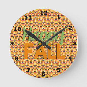 Adorable Happy Fall Wall Clock