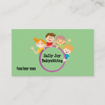 Adorable Happy Kids Design Babysitting Business Card by HappyGabby at Zazzle
