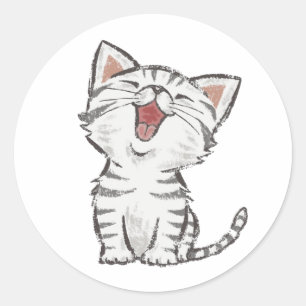Adorable Happy Meowing Grey (Gray) Kitten Sticker