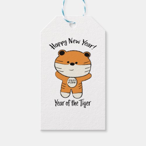 Adorable Happy New Year 2022 Year of the Tiger Gift Tags