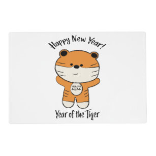 Adorable Happy New Year 2022 Year of the Tiger Placemat