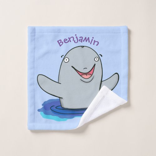 Adorable happy porpoise cartoon illustration bath towel set