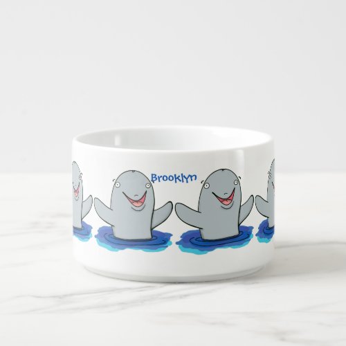 Adorable happy porpoise cartoon illustration bowl